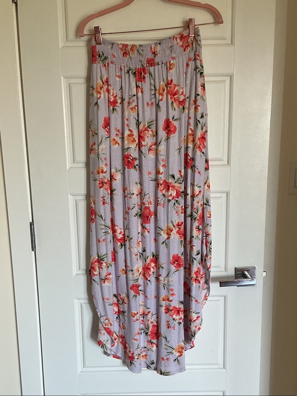 Light Lavender Floral Maxi Skirt - Women's Casual Midi